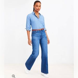 Petite High Rise Wide Leg Jeans in Vintage Dark Wash Size 26